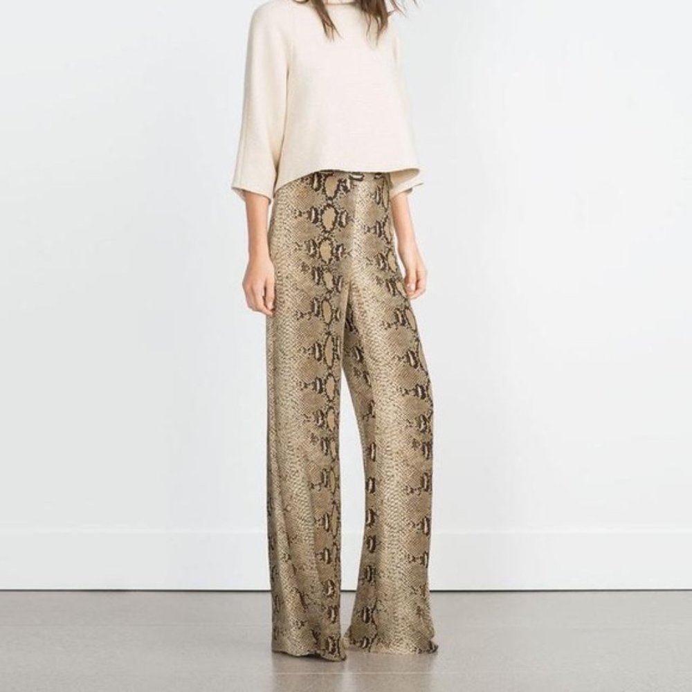 Zara Python Wide Leg Pants--XL - Picture 3 of 8